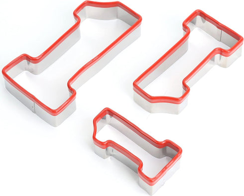 3Pcs Number One Cookie Cutters 5", 4", 3", Heavy Duty Food-Grade Stainless Steel Cookie Cutter Set, Coated with Soft PVC
