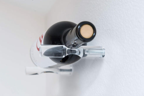 VintageView Vino Pins, Acrylic Wall Mounted Wine Bottle Rack for Wood Surfaces, Stylish Modern Wine Storage with Label