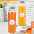 18 oz (6-Pack, PROBTTL Glass Juice Bottles with Lids Refillable Clear Glass Water Bottles with Stainless Steel Airtight