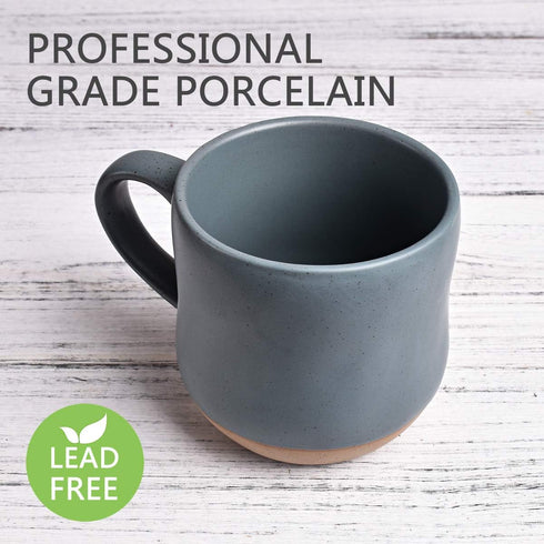 Bosmarlin Large Stoneware Speckled Coffee Mug, 17 Oz Ceramic Tea Cup, Dishwasher and Microwave Safe, Blue