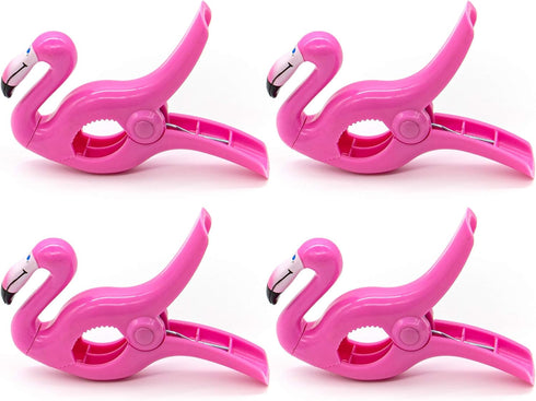 AUEAR Lovely Towel Clips, Chair Holders for Beach or Home, Portable Secure Accessories, Pink Flamingo, 4-Pack