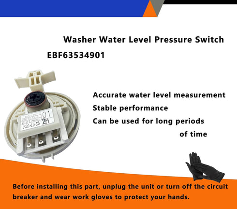 LG Washer Water Level Pressure Switch EBF63534901 Compatible with EBF63534906 AP6336342 PS12581329