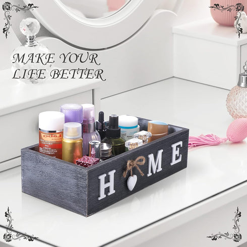 Bathroom Decor Box, Toilet Paper Storage Box with Home Sign, Rustic Paper Holder for Farmhouse