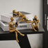 FJS 3Pcs Gold Thinker Statues Home Decor Accents, Pulp Reading Women Figurine