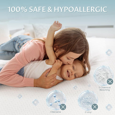 Reaks Queen Size Waterproof Mattress Protector, Cooling Mattress Cover with Fitted Deep Pocket Up to 18''