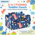 2-in-1 Kids Couch Sofa Toddler Sofa Dinosaur Foldable Toddler Couch Bed Flip Open Kids Chair for Playroom Bedroom Gift