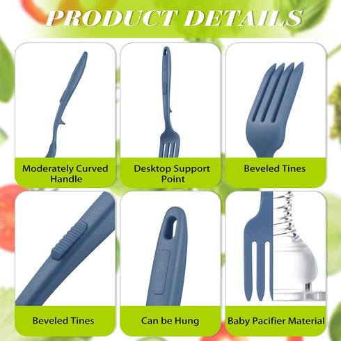 2 Pcs Silicone Flexible Fork 11.6 Inch Silicone Fork Heat Resistant Cooking Fork Large Fork Kitchen Non Stick Fork Ultimate Fork for Mix Ingredients, Mash Food, Whisk Eggs, Baking(Blue Series) by Mixweer