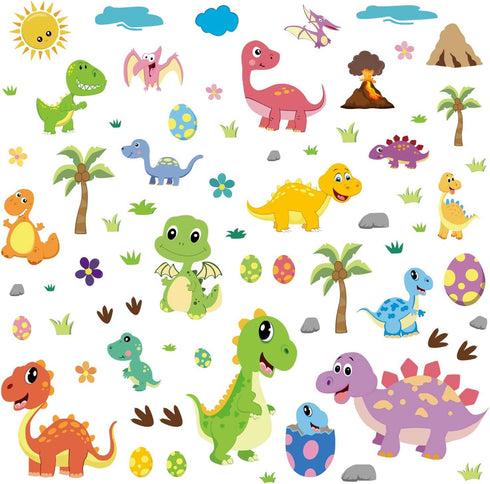 CCINEE 85 PCS Dinosaur Window Cling Decals for Kids, Assorted Cute Dinosaur Stickers