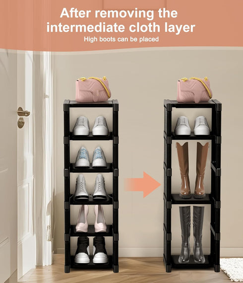 XXXAXXX 6-Tier 9.84" Closet Narrow Shoe Rack, Vertical Small Space Shoe Organizer, Compact Slim Shoe Shelf