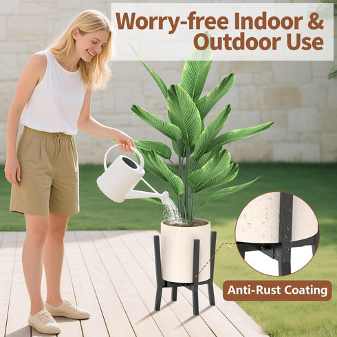 8 12 Inch 1 Pack LASZOLA Black Adjustable Plant Stand for Single Large Outdoor Indoor Planters, Heavy Duty Metal Floor