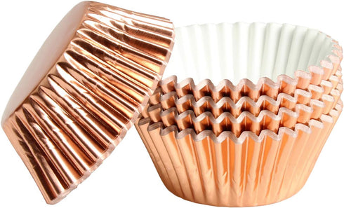 Rose Gold Foil Muffin Cupcake Liners - Standard Baking Cups, Pack of 100