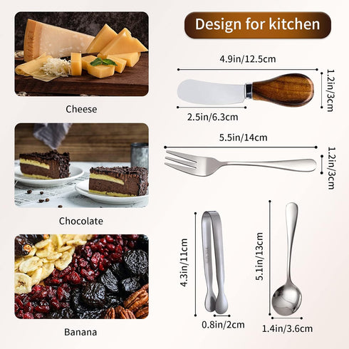 Charcuterie Accessories (20 Pcs), Cheese Spreaders for Charcuterie Board, Mini Serving Spoons, Forks and Mini Serving Tongs - Charcuterie Utensils for Butter, Cheese and Pastry Making by GUZE-US