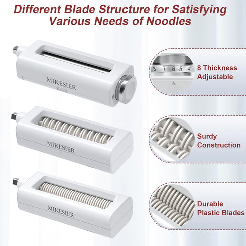 3 3 Set Pieces Pasta Maker Attachment for Kitchenaid Stand Mixers, Noodle Maker PCs of Pasta Roller Fettuccine Cutter