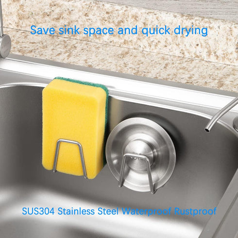 LYART 4Pcs Premium Sink Sponge Holder for Kitchen Sink Caddy - SUS304 Stainless Steel Waterproof Rustproof (Silver)