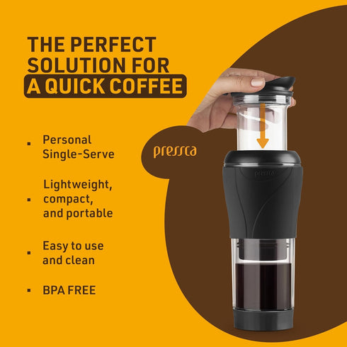 Portable Coffee & Tea Maker, Thermal Infuser, French Press, Single Serve Coffee Maker, BPA Free - 12 fl oz, Gray