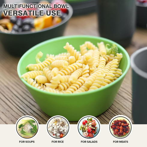shopwithgreen Plastic Cereal Bowls Set of 6, Dust-Proof Lid, Reusable, Microwave and Dishwasher Safe, 24 OZ