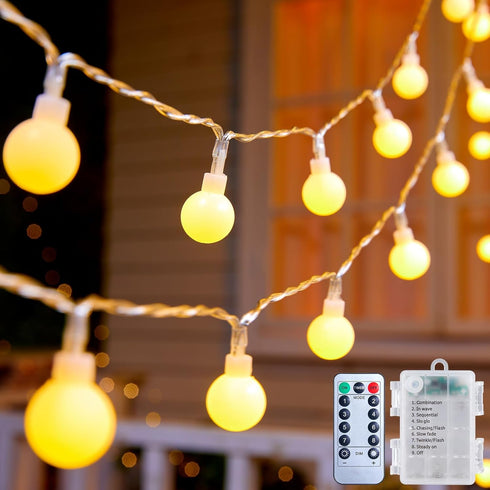 Minetom Battery Operated String Lights, 21FT 60 LED Globe Fairy Lights with