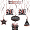 LINGTEER Happy 80th Birthday Decorations - 12 Pcs Black & Rose Gold Foil Swirls Streamer Set for Eighty Years Old Bday