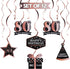 LINGTEER Happy 80th Birthday Decorations - 12 Pcs Black & Rose Gold Foil Swirls Streamer Set for Eighty Years Old Bday