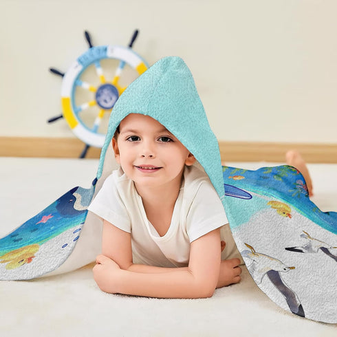 JOPJOLIW 30"X50" Kids Bath Towels, Kids Towel Girls Boys Hooded Beach, Cartoon Turtle Toddler Towels with Hood, Soft
