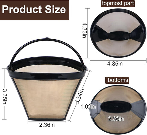 Reusable Coffee Filters for Ninja Coffee Maker, 3Pcs Cone Coffee Filters 4, Replace Cuisinart Coffee Maker Filter 4