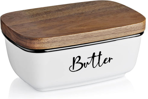 Butter Dish with Lid, ALELION Large Ceramic Butter Dish for Countertop, Butter
