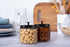 KooK Glass Kitchen Canister Set, Food & Storage Containers for Pantry, 50 oz, Black, Set of 2