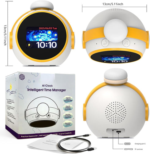 Lemonkylin Kids,3-15 2.4G 2.8 Inch AI Clock, Alarm Clock for Kids, Clock with ChatGPT, AI Device, Sound Machine to Wake