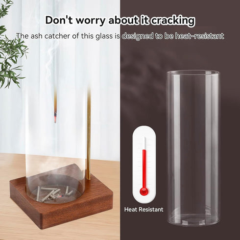 Incense Holder for Sticks, Removable Glass Ash Catcher, Mess-Free Incense Burner for Meditation and Relaxation