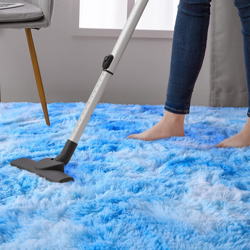 5x8 DweIke Fluffy Blue Shag Rugs for Bedroom Living Room, Large Soft Plush Tie-Dyed Light SkyBlue Girls Boys Kids Rug