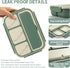 Bento Box Adult Lunch Box, 4 Compartment Containers with Utensils, Sauce Jar, Muffin Liners, 40 Oz, Green