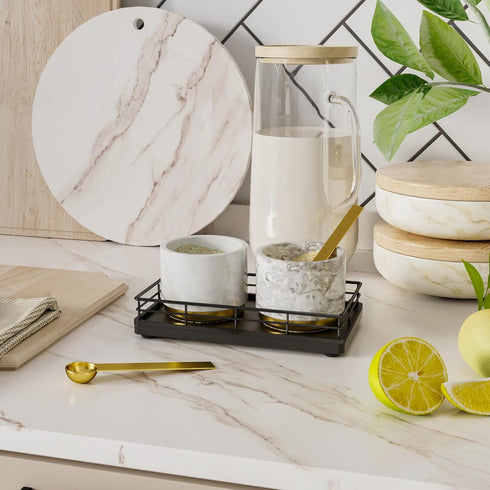 Oak Bathroom Trays for Counter, 7" L Small Wooden Vanity Tray for Perfume, Soap, Mouthwash, Key Holder for Kitchen Sink.
