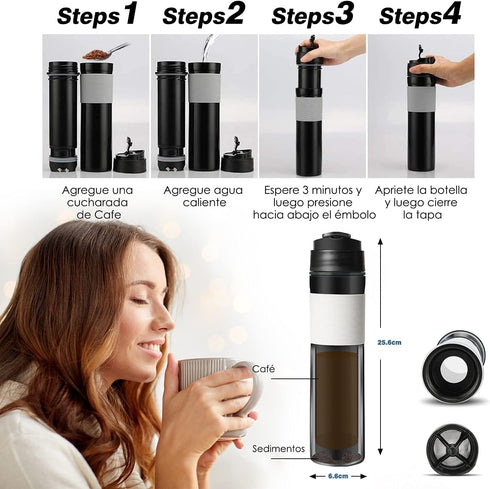 Dioche 350ml Portable Tea Coffee Maker, Drinking Water Cup Mug for Travelling, Black