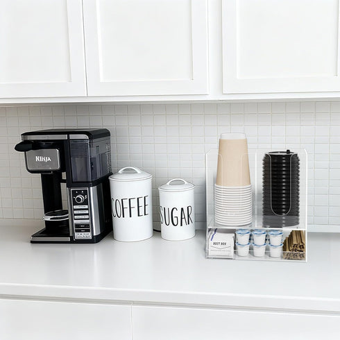 Countertop, 20 AITEE Acrylic Coffee Station Organizer for Holds Cups, All-in-One Coffee Cup and Lid Holder