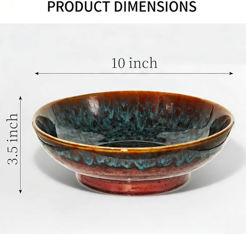 Bowl,10.2" Counter, Counter Ceramic Fruit Decorative Bowl, Large Fruit Bowl for Kitchen Pedestal Bowl, Kitchen Dcor