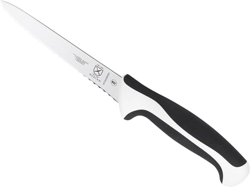Mercer Culinary M23406WBH Millennia Utility Knife, 6-Inch Wavy Edge, White Handle