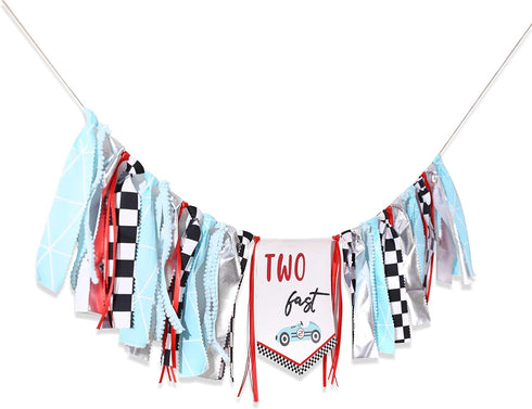 Agkvw 2nd 2ndBirthday Two Fast Birthday Banner - Race Car Birthday High Chair Banner, Race Car Theme Bday Decoration