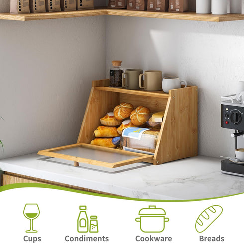 Countertop BMOSU Bread Box for Kitchen Large Capacity Corner Bread Box Farmhouse Bread Container Bread Storage Bread