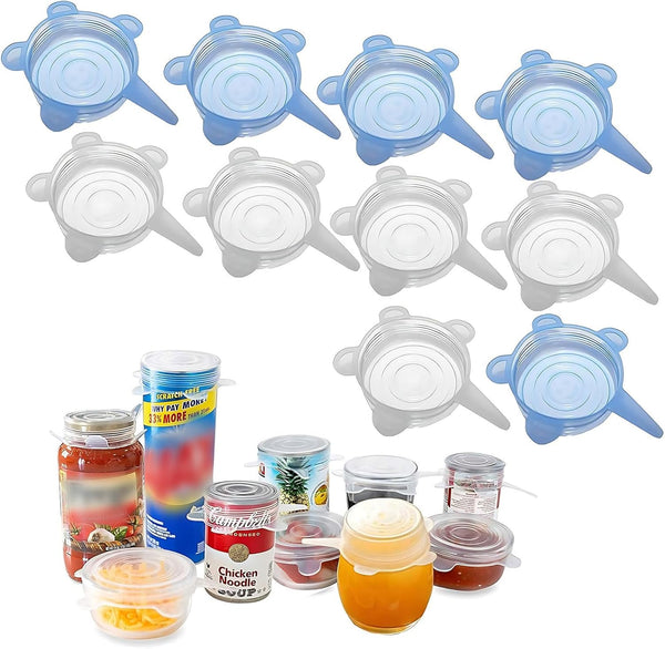 Adpartner Silicone Can Lids, 10 Pack, Reusable Stretch Lids for Pet Food Cans, BPA-free Seal Covers