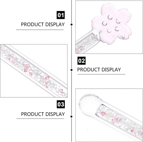 Toyvian 2pcs Glass Stirring Rod, Reusable Coffee Stirring Swizzle Stick with Cherry Blossom Head for Coffee Beverage