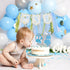 1st One Silly Goose High Chair Banner - Rustic Blue Ribbon Tassel Garland, NO DIY Required, Birthday Decoration