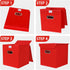 Closet Organizers Fabric Storage Bins with Lids - 3 Pack Collapsible Cube Storage Organizer Basket with Handles (Red)