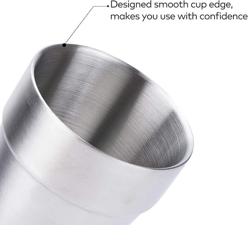 Beasea 8 oz Stainless Steel Cups Set of 4, Stackable Double Wall Insulated Drinking Cups for Home Restaurant Camping