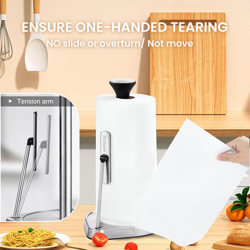 Dailyart Paper Towel Holder Stand for One Hand Tear, Heavy Duty Countertop Paper Towel Holder with Weighted Base
