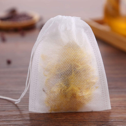 300 Pcs Disposable Drawstring Tea Filter Bags, Empty Cotton Filter Bags for Loose Tea (3.94 x 3.15 inch)
