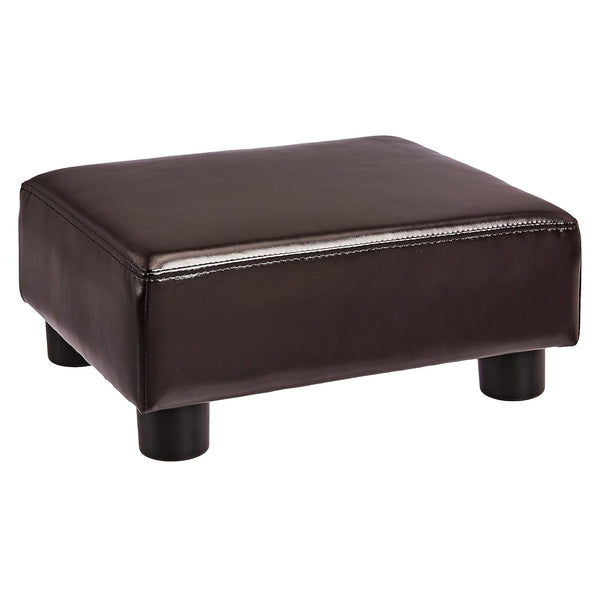 FIRST HILL FHW Small Ottoman Stool, PU Leather Modern Footrest Chair, Brown