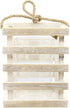 Stonebriar Small Worn White Wooden Candle Lantern with Removable Glass Cylinder Hurricane and Rope Handle