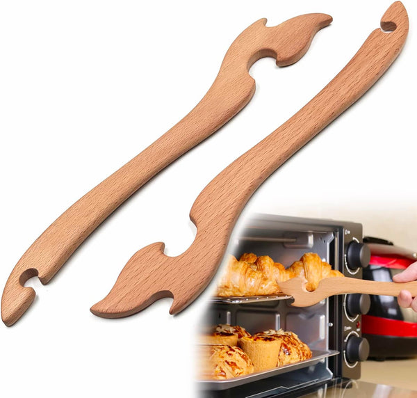 Wood Oven Rack Puller, Long Handle Push Pull Tool, Prevent Scalding, Safe Hot Racks, Toaster Oven Accessories (2)