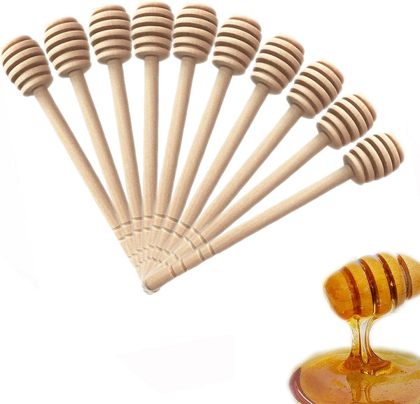 50 Pcs Wooden Honey Dipper Stick Collecting Dispensing Drizzling Jam Portable Wedding