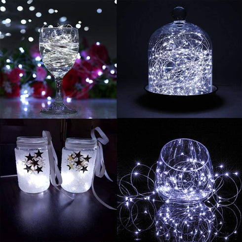 Fairy Lights CR2032 Battery Operated - 6.6Ft/2Meter 20 LEDs Micro Silver Wire String Lights, 6 Pack